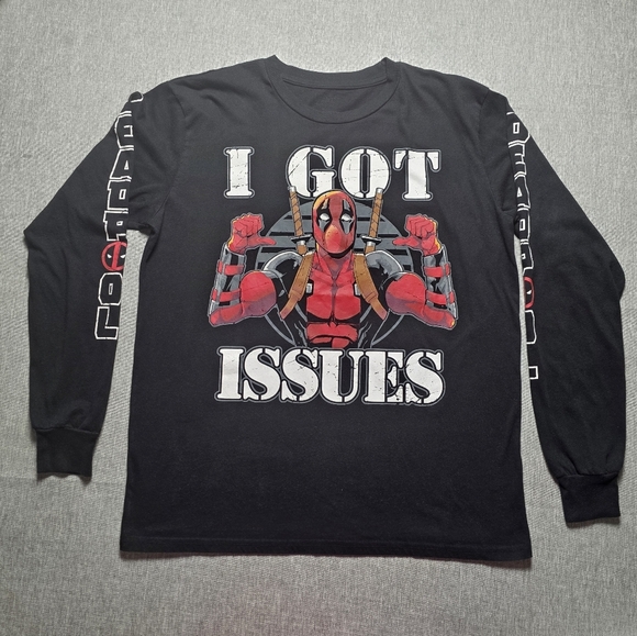 Marvel Deadpool Black and Red Long Sleeve Shirt Men's Size L - Picture 6 of 6